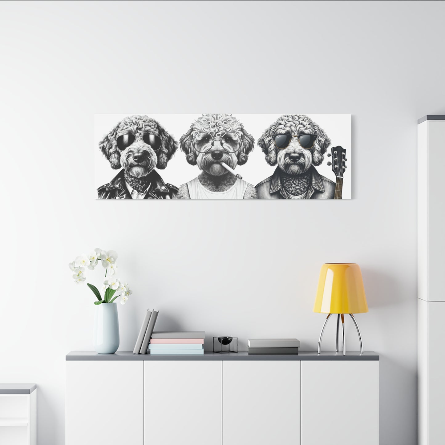 Bad Doodle Dog Trio Print White