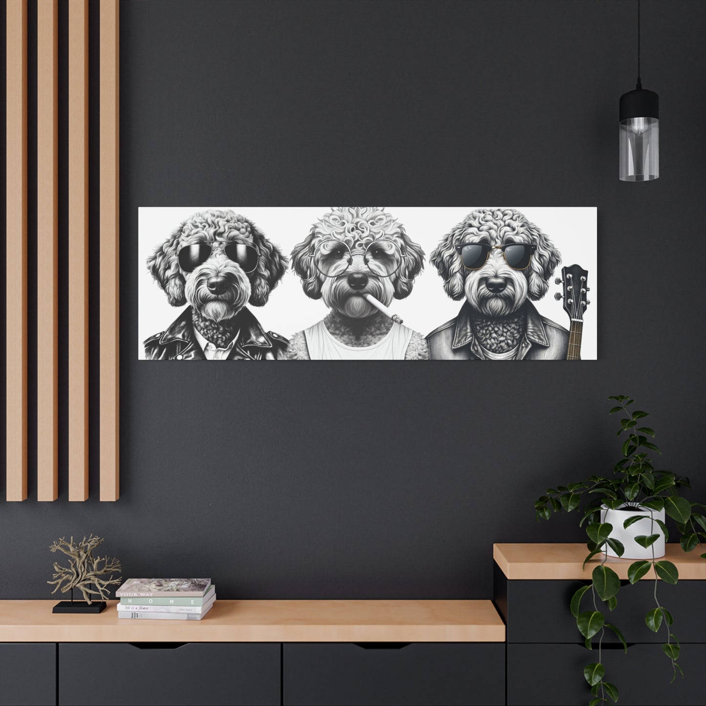 Bad Doodle Dog Trio Print White