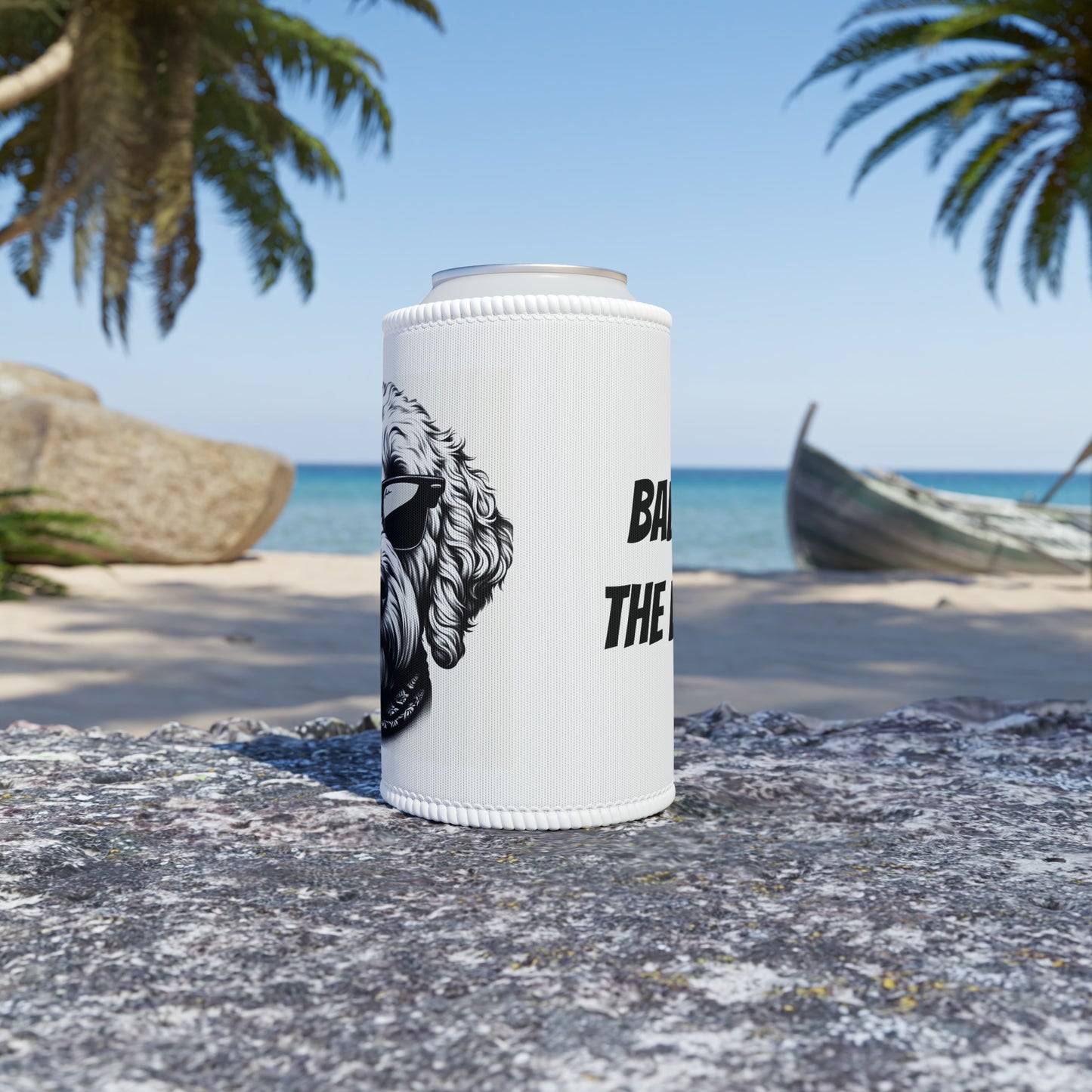 Stubby Holder - Bad to the Bone Smoking Dog in White - Buffoodle Designs