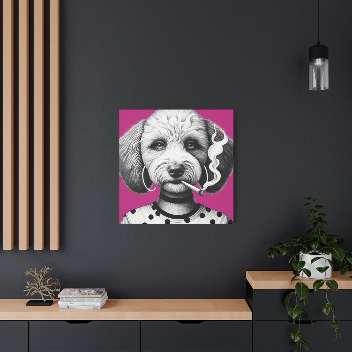 Bad Dog Snarli Quinn Art Print in Pink