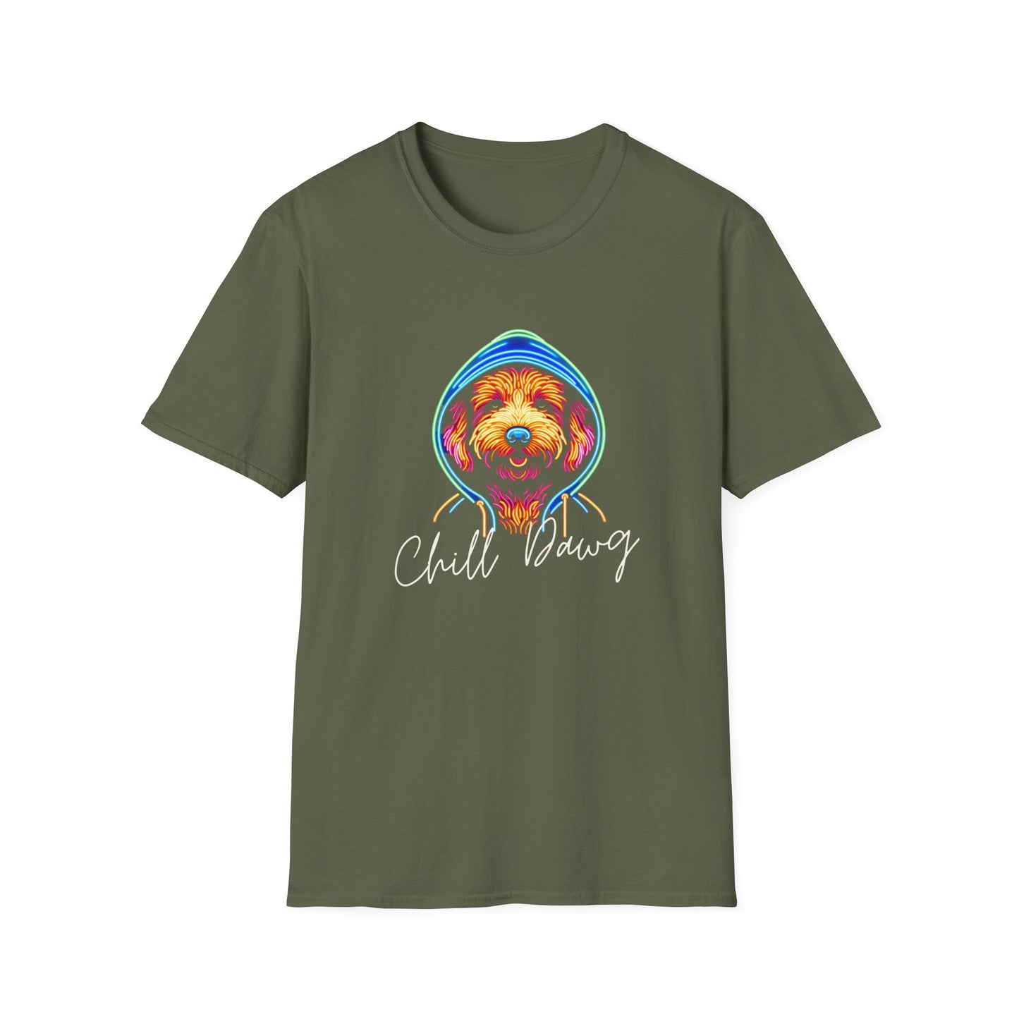 Unisex Neon T-Shirt - Chill Dawg Design - Buffoodle Designs