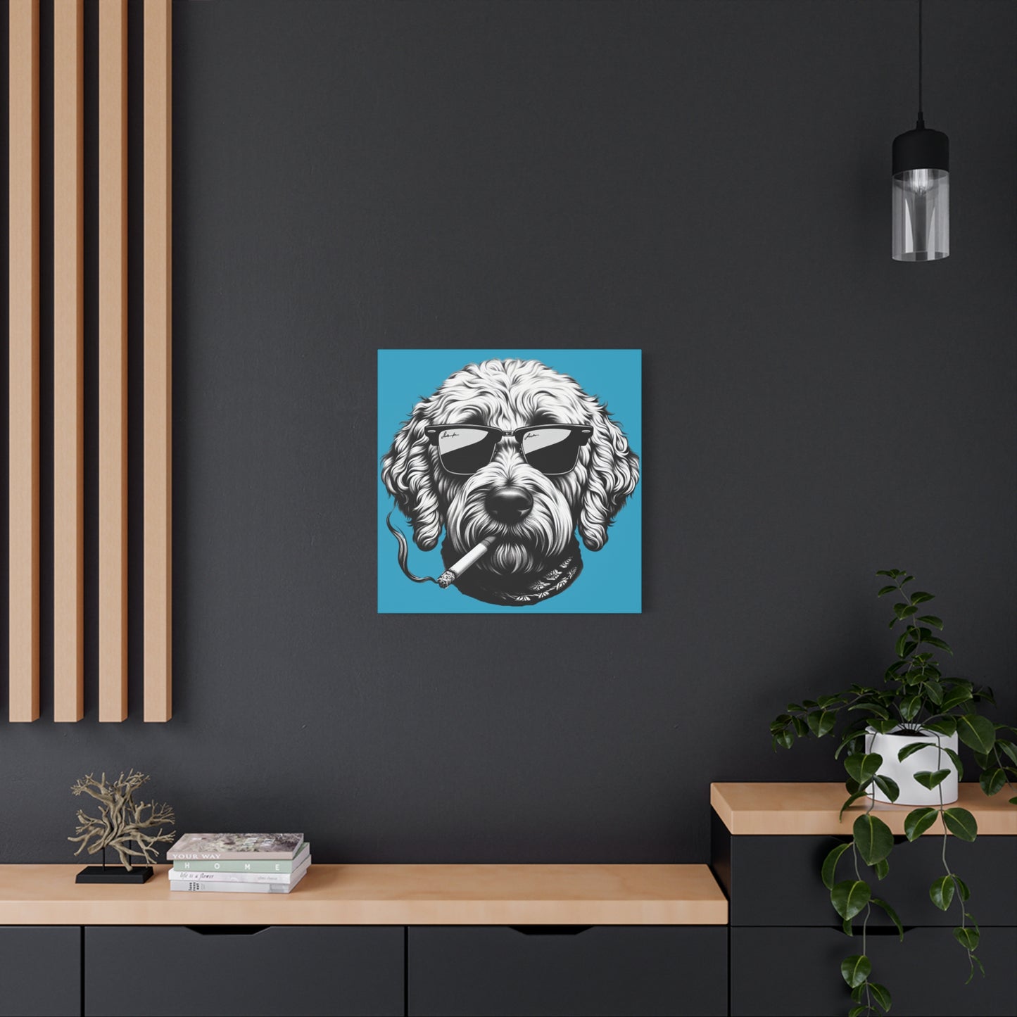 Bad Dog Art Print on Turquoise