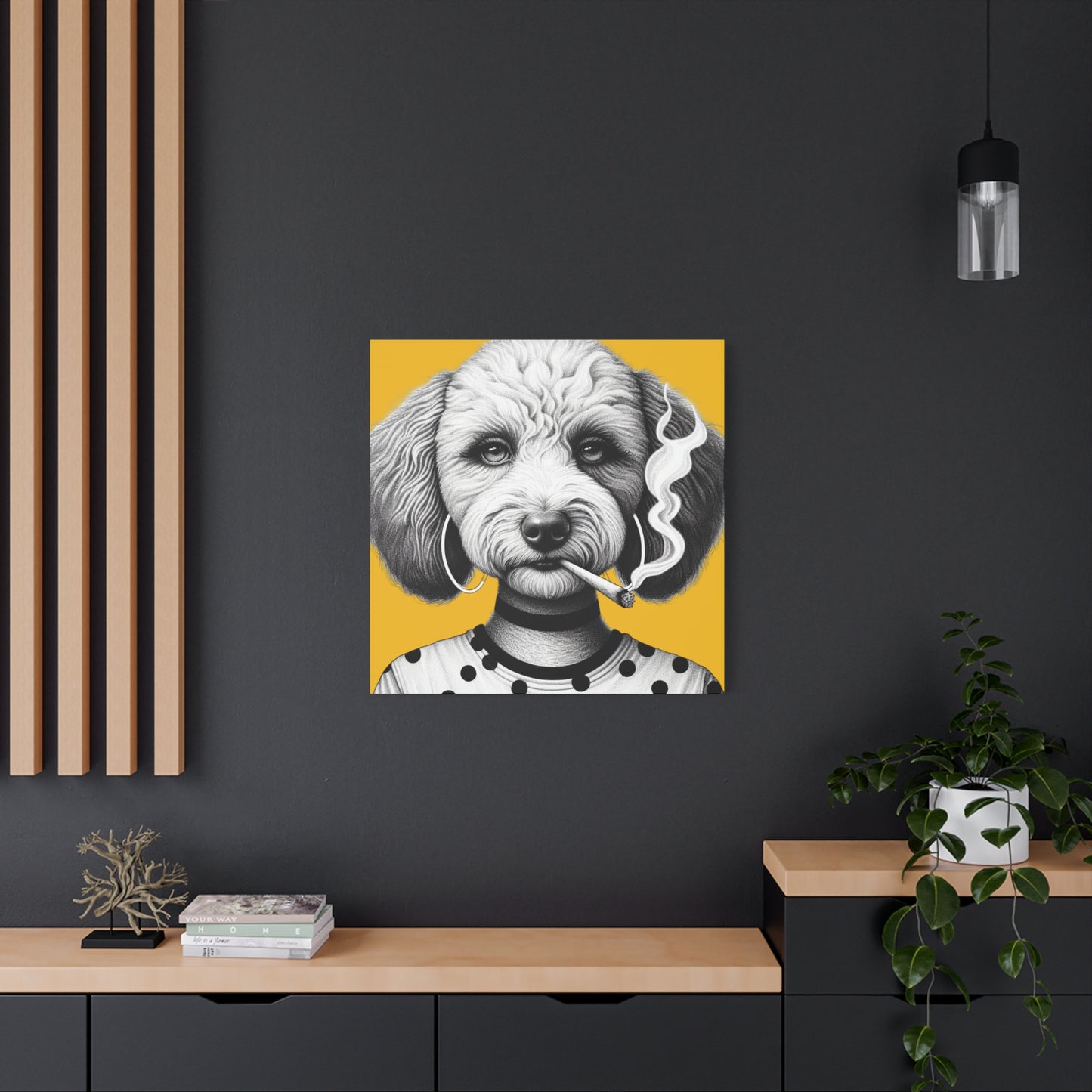 Bad Dog Snarli Quinn Art Print in Yellow