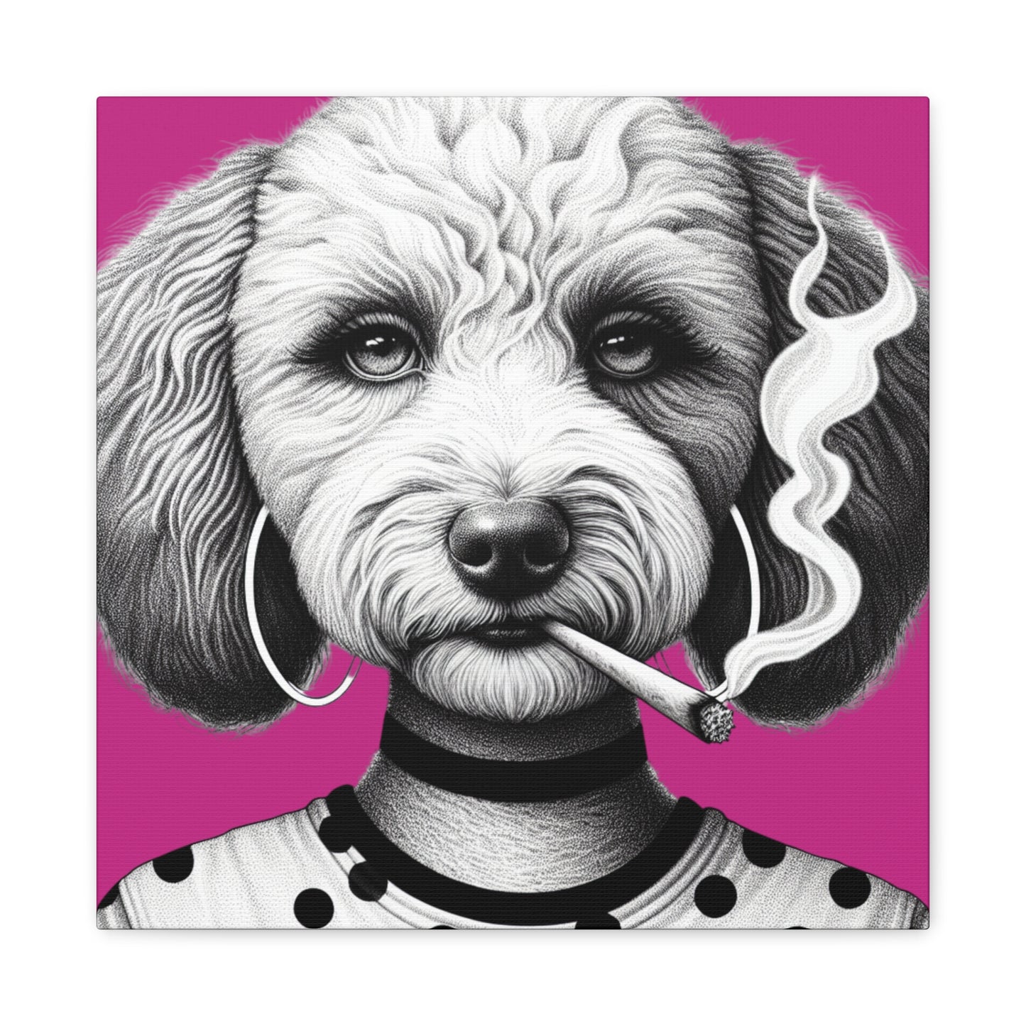 Bad Dog Snarli Quinn Art Print in Pink
