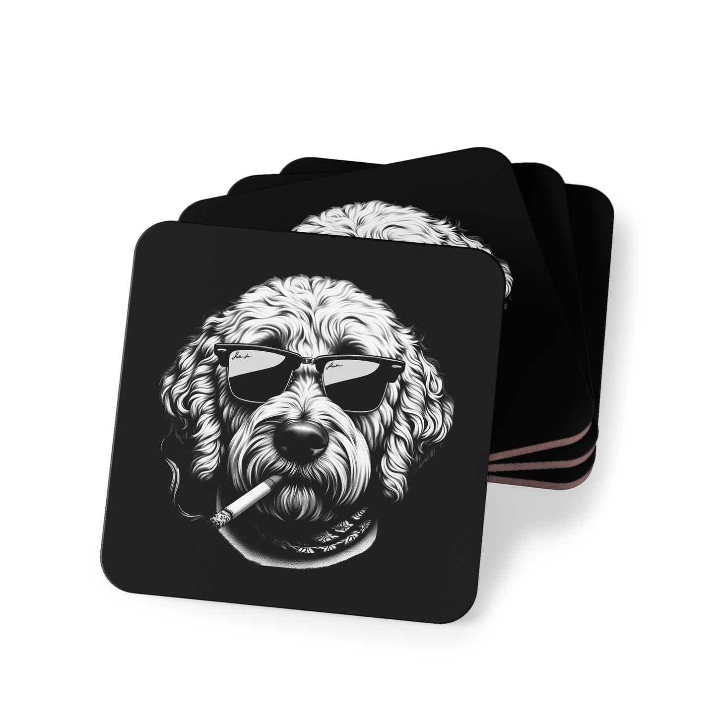 Bad Dog coasters in Black: Sold as Singles or Set of 4 : Round or Square