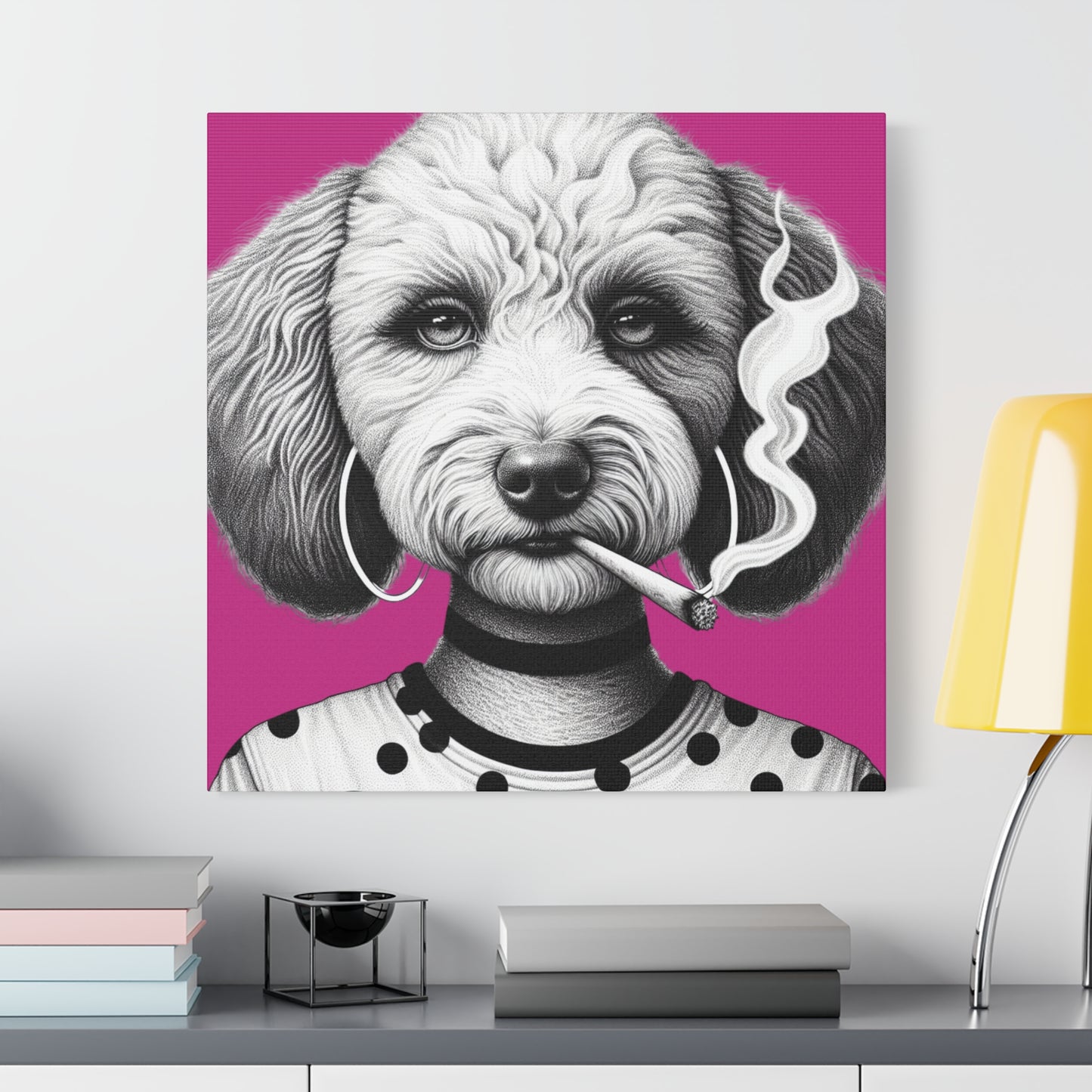 Bad Dog Snarli Quinn Art Print in Pink