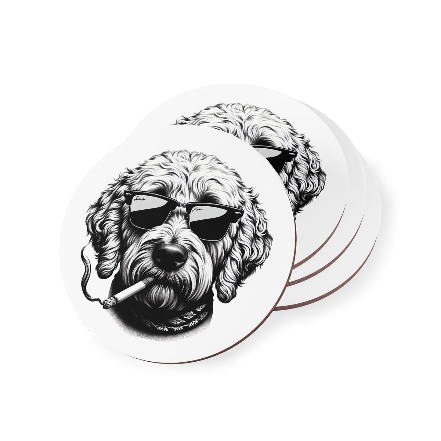 Rockin' Doodle coasters in White: Sold as Singles or Set of 4 : Round or Square
