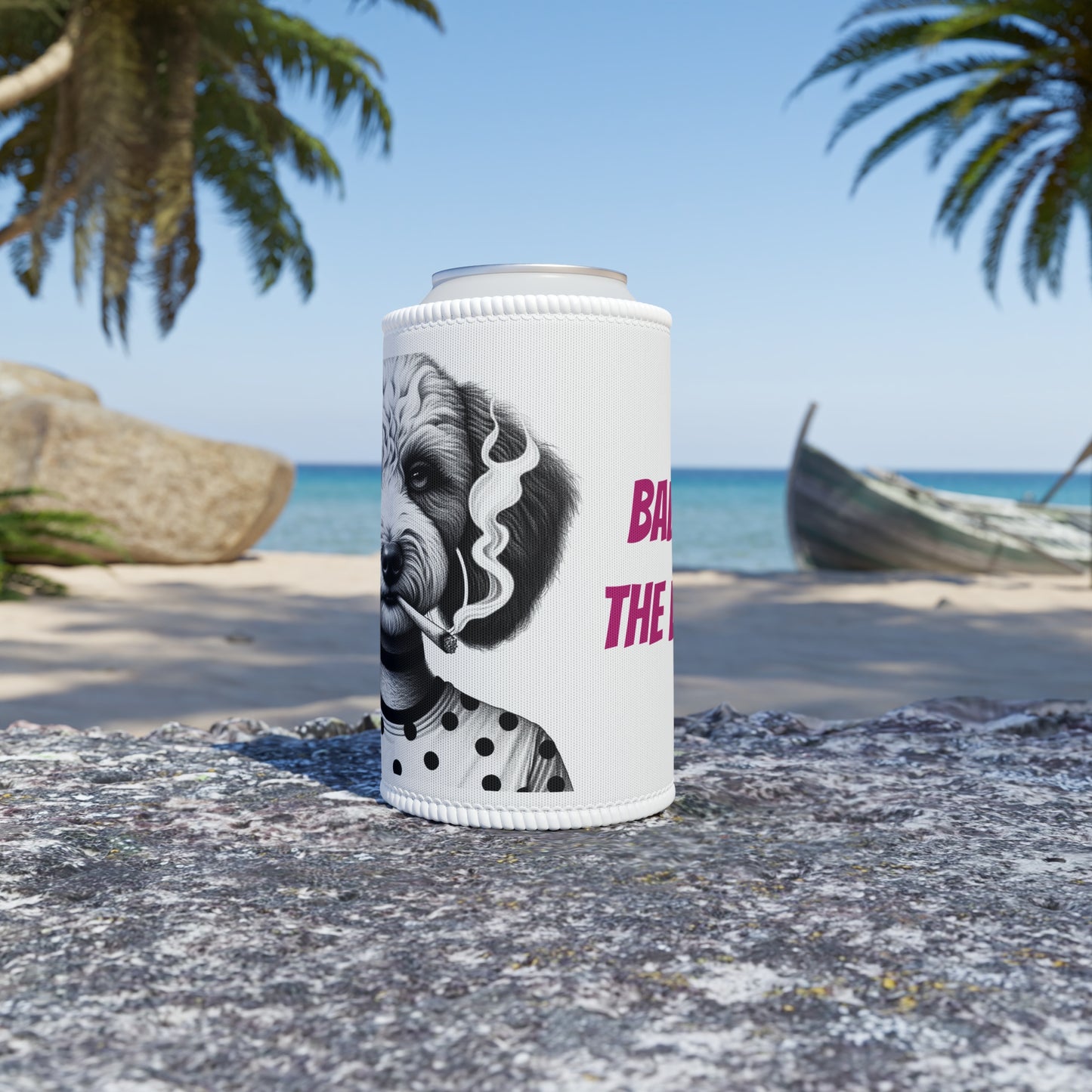 Stubby Holder - Bad dog 'Snarli Quinn' in White - Buffoodle Designs
