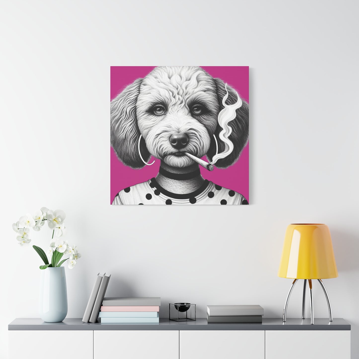 Bad Dog Snarli Quinn Art Print in Pink