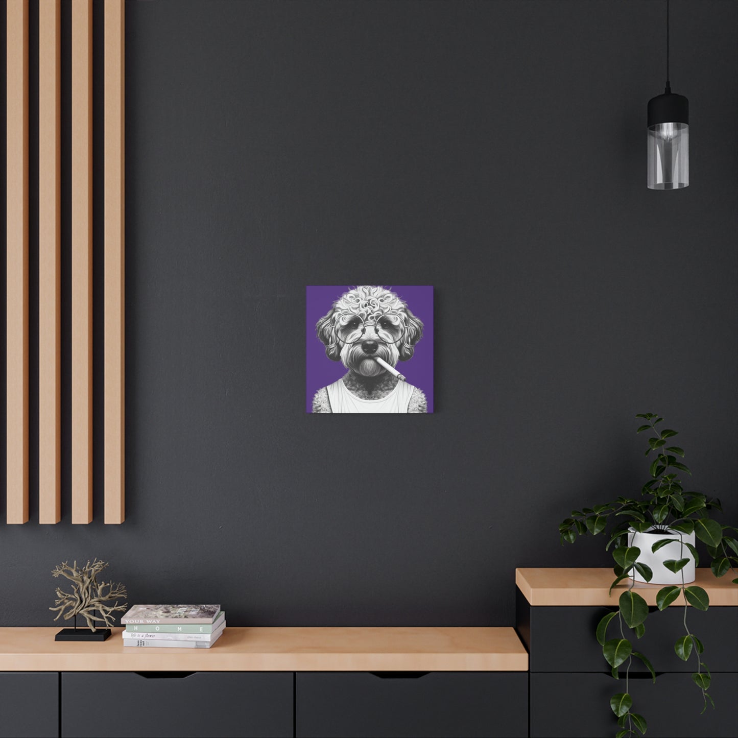 Bad Dog Tony Snarlpano Art Print in Purple