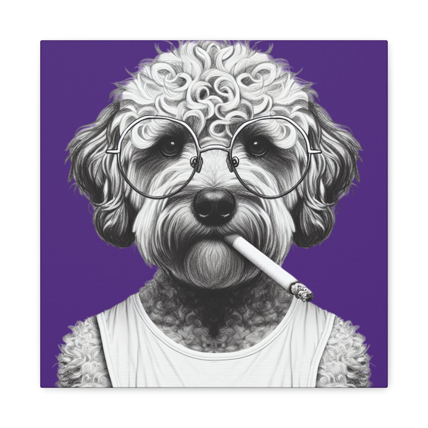 Bad Dog Tony Snarlpano Art Print in Purple