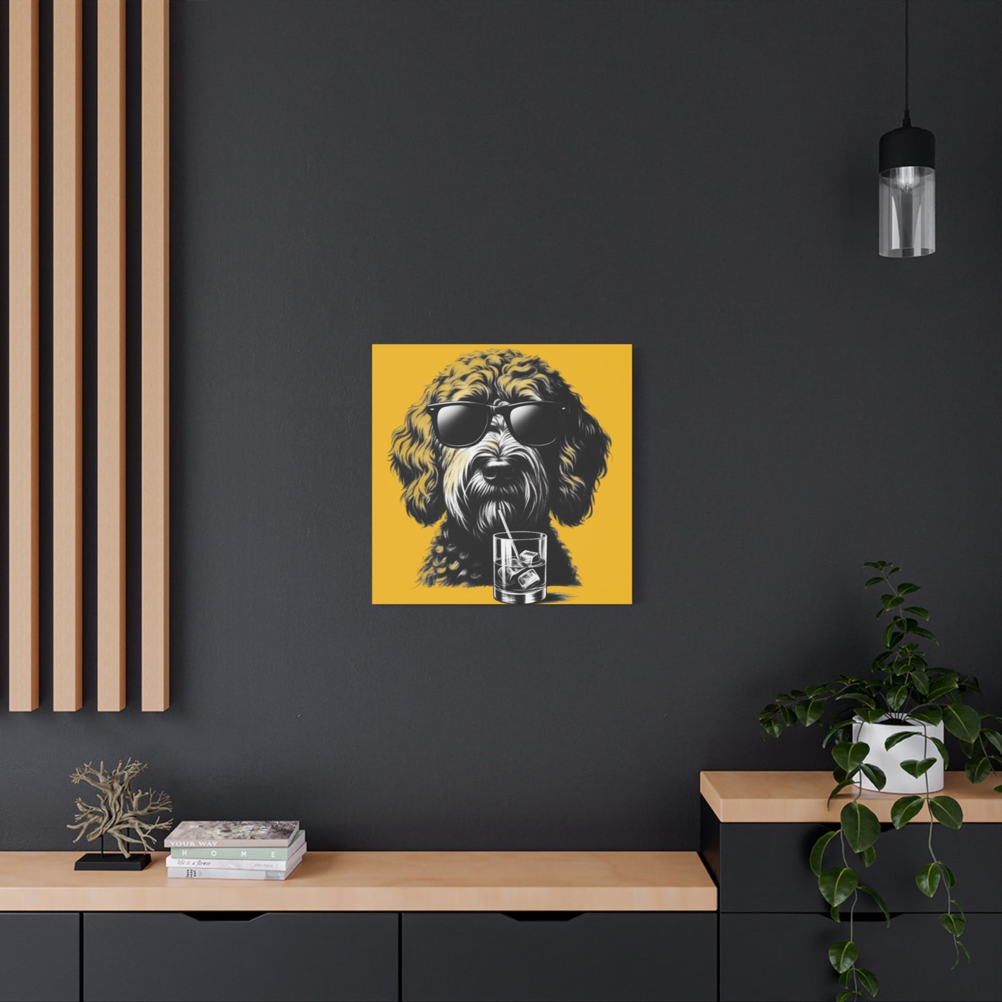 Bad Dog Art Print on yellow