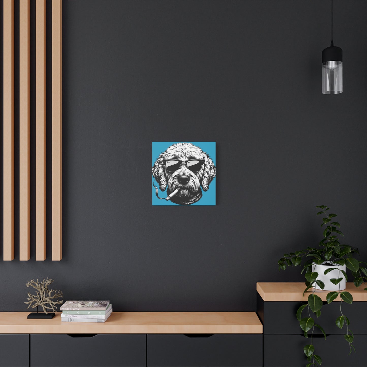 Bad Dog Art Print on Turquoise