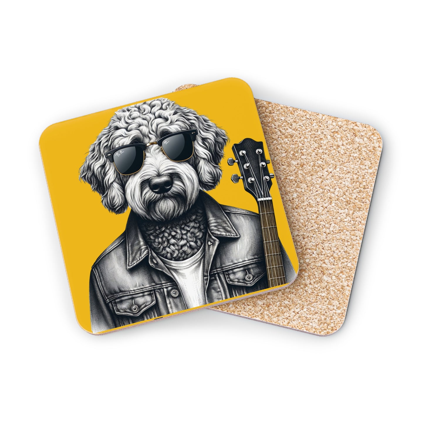 Rockin' Doodle Coasters in Yellow: Sold as singles or Set of 4 : Round or Square