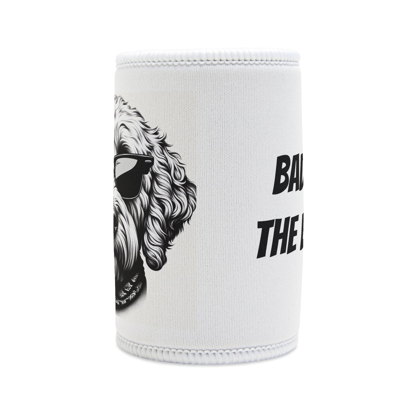 Stubby Holder - Bad to the Bone Smoking Dog in White - Buffoodle Designs