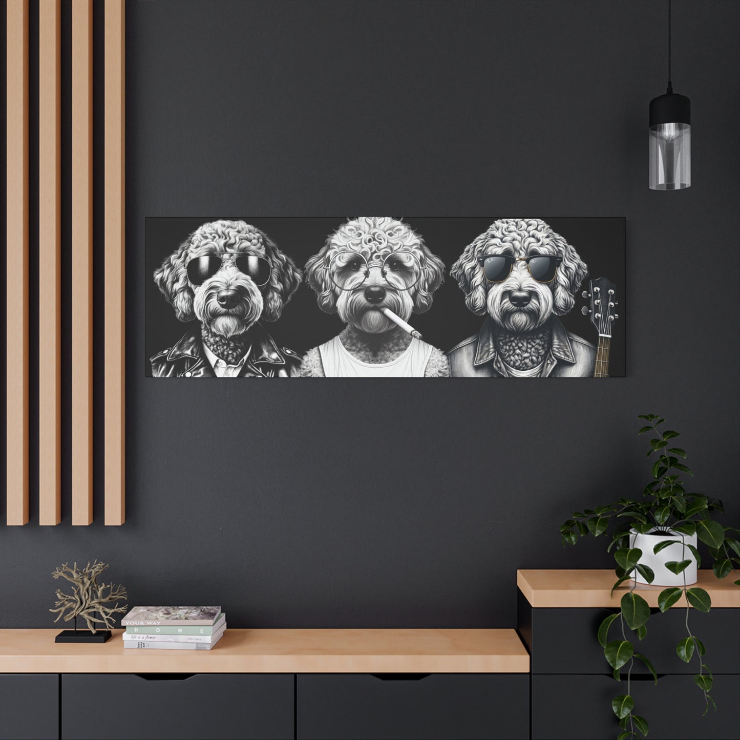 Bad Doodle Dog Trio Print Black