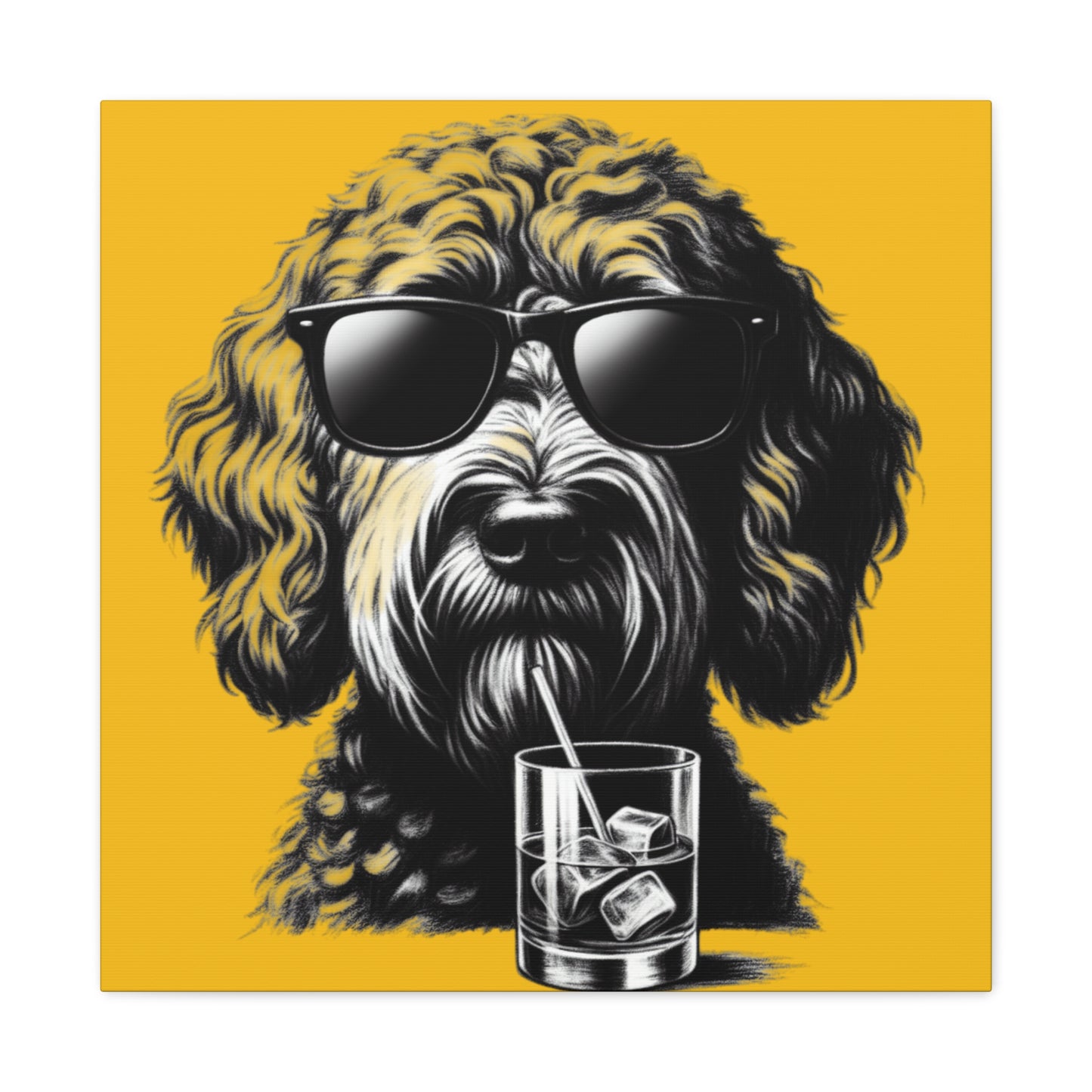 Bad Dog Art Print on yellow