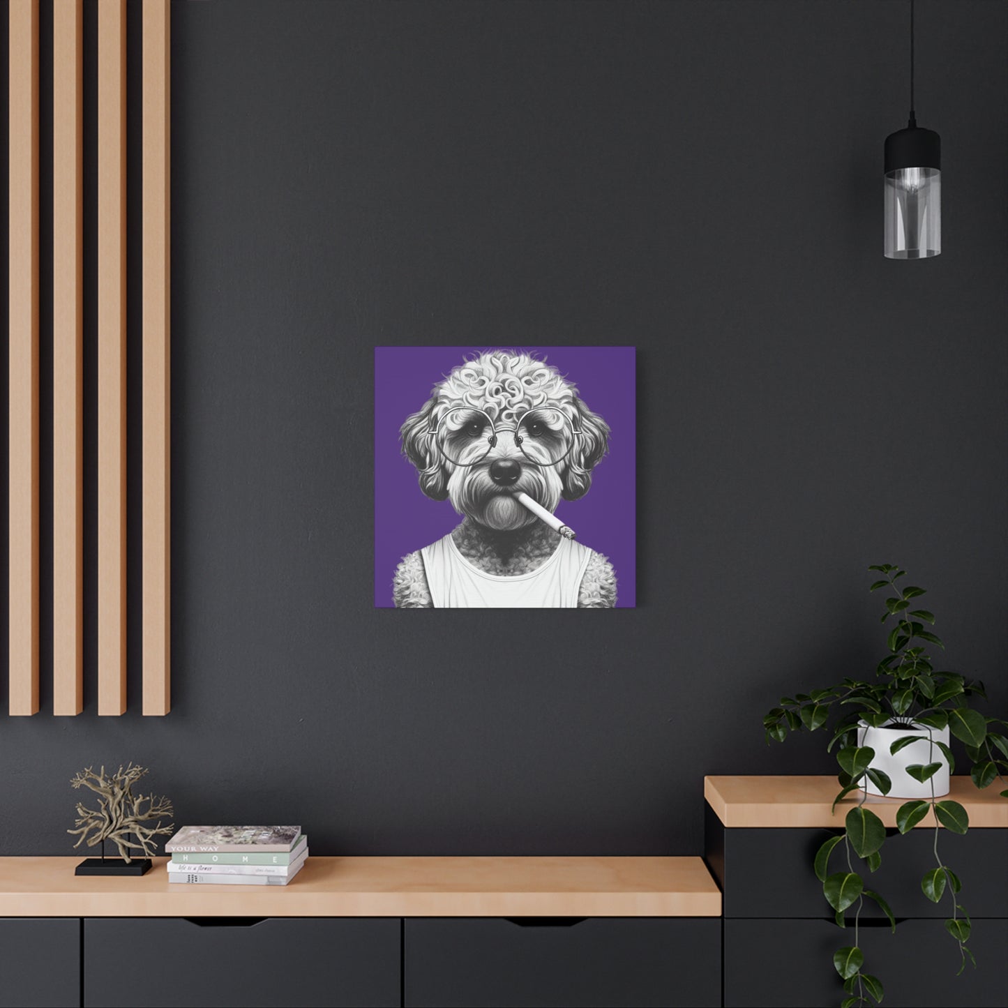 Bad Dog Tony Snarlpano Art Print in Purple