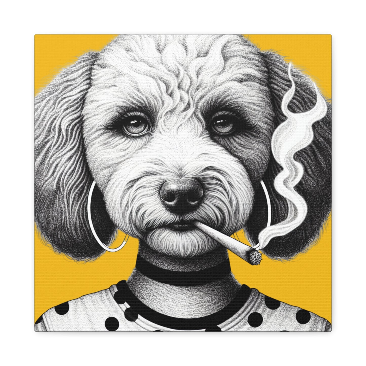 Bad Dog Snarli Quinn Art Print in Yellow