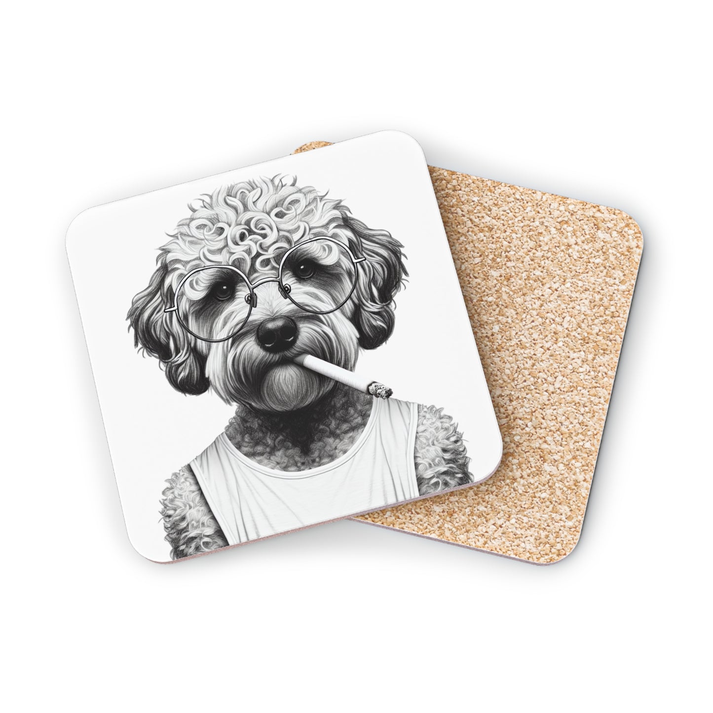Bad dog coasters in White: Sold as singles or Set of 4 : Round or Square