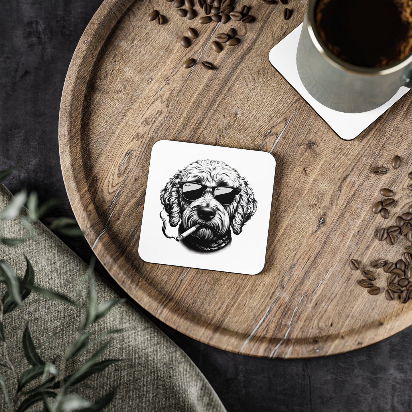 Rockin' Doodle coasters in White: Sold as Singles or Set of 4 : Round or Square