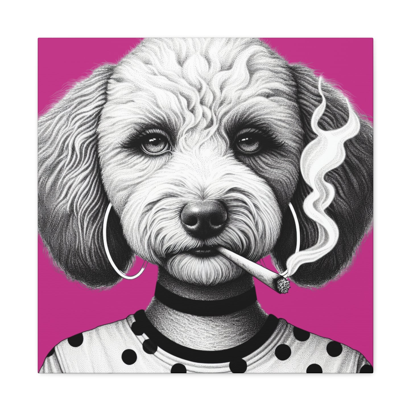 Bad Dog Snarli Quinn Art Print in Pink