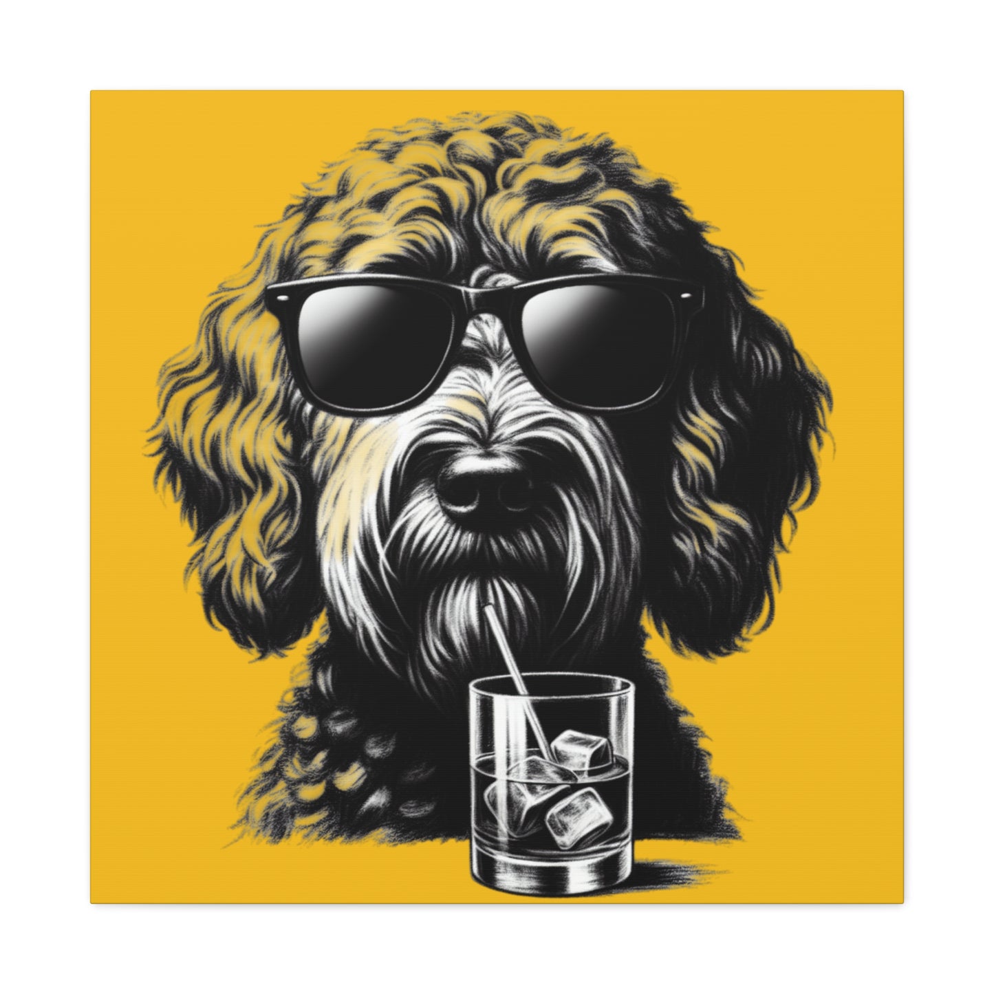 Bad Dog Art Print on yellow