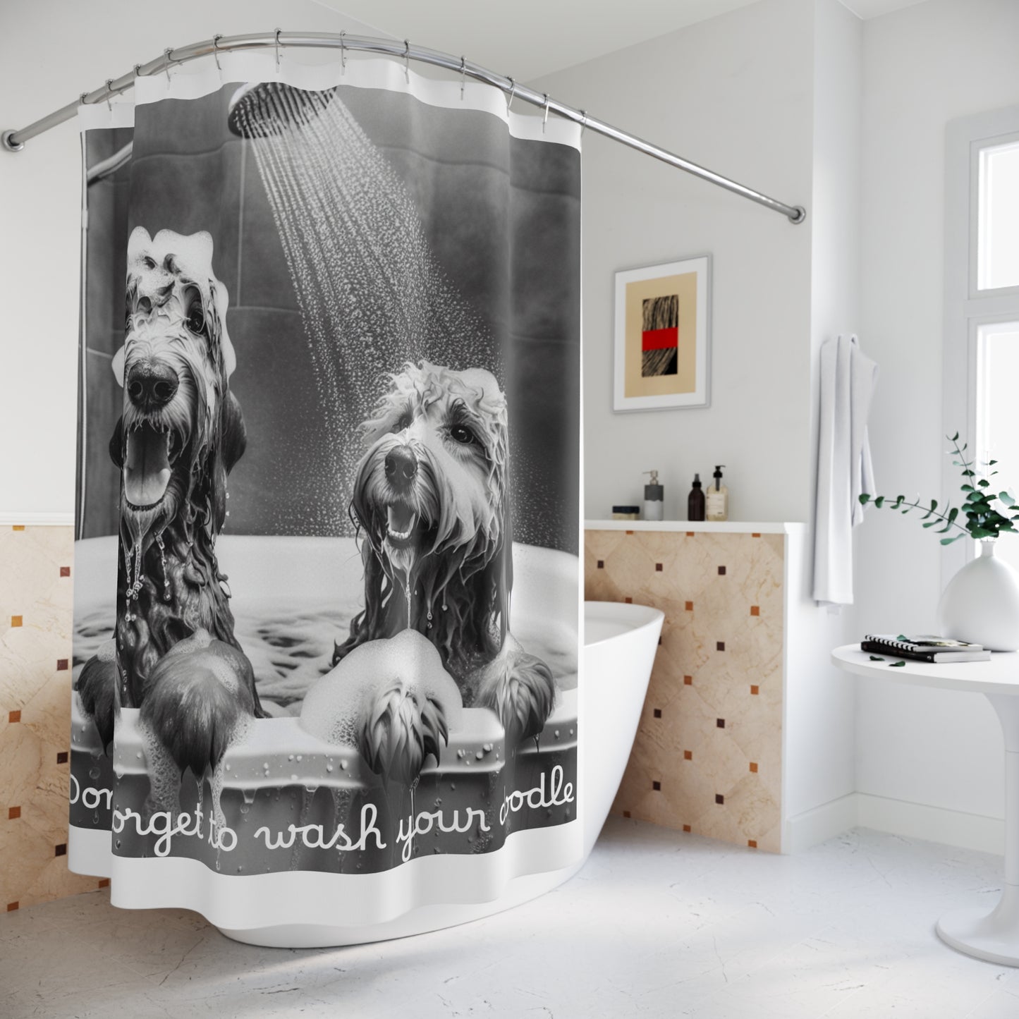 Shower Curtain - Wash your doodle - Buffoodle Designs