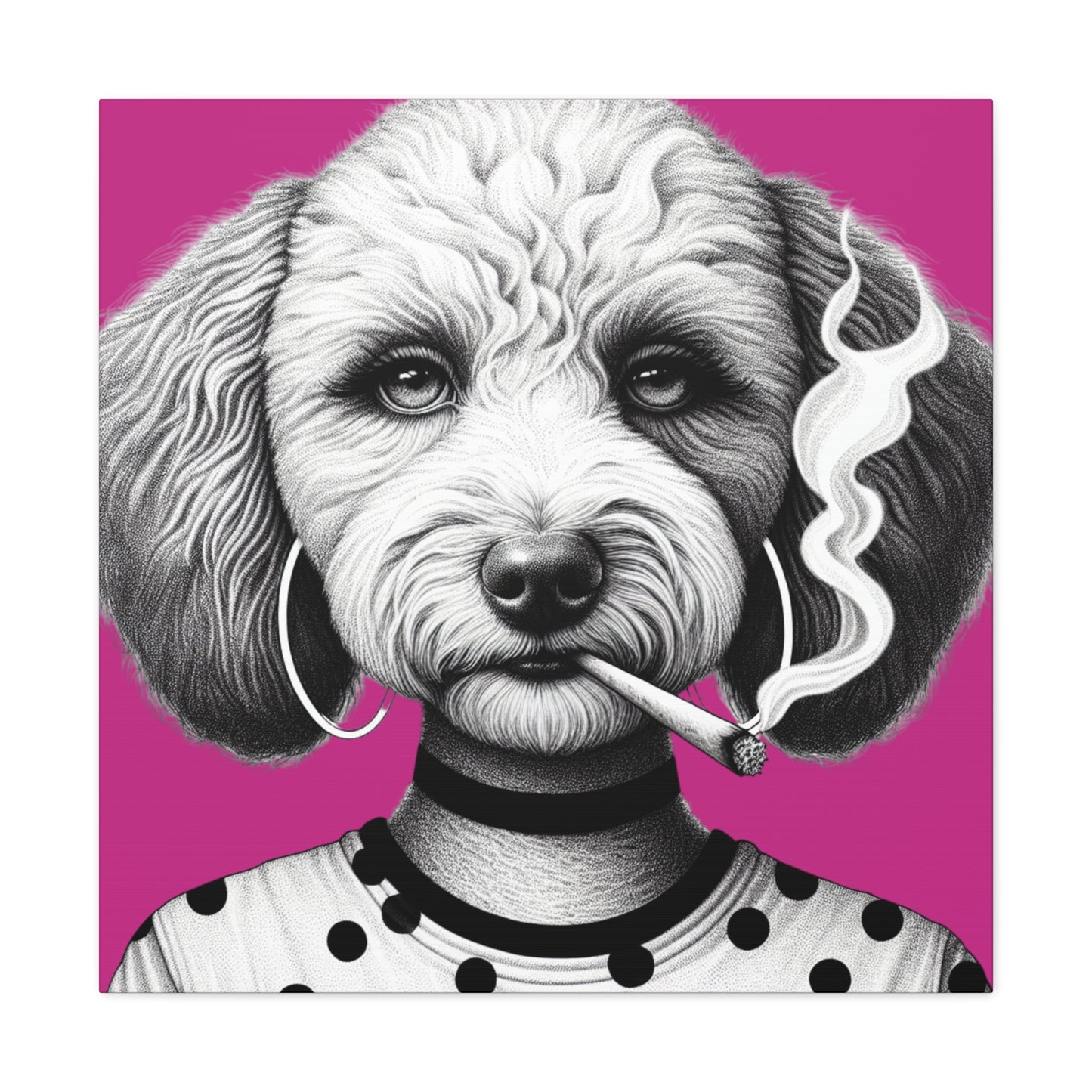 Bad Dog Snarli Quinn Art Print in Pink