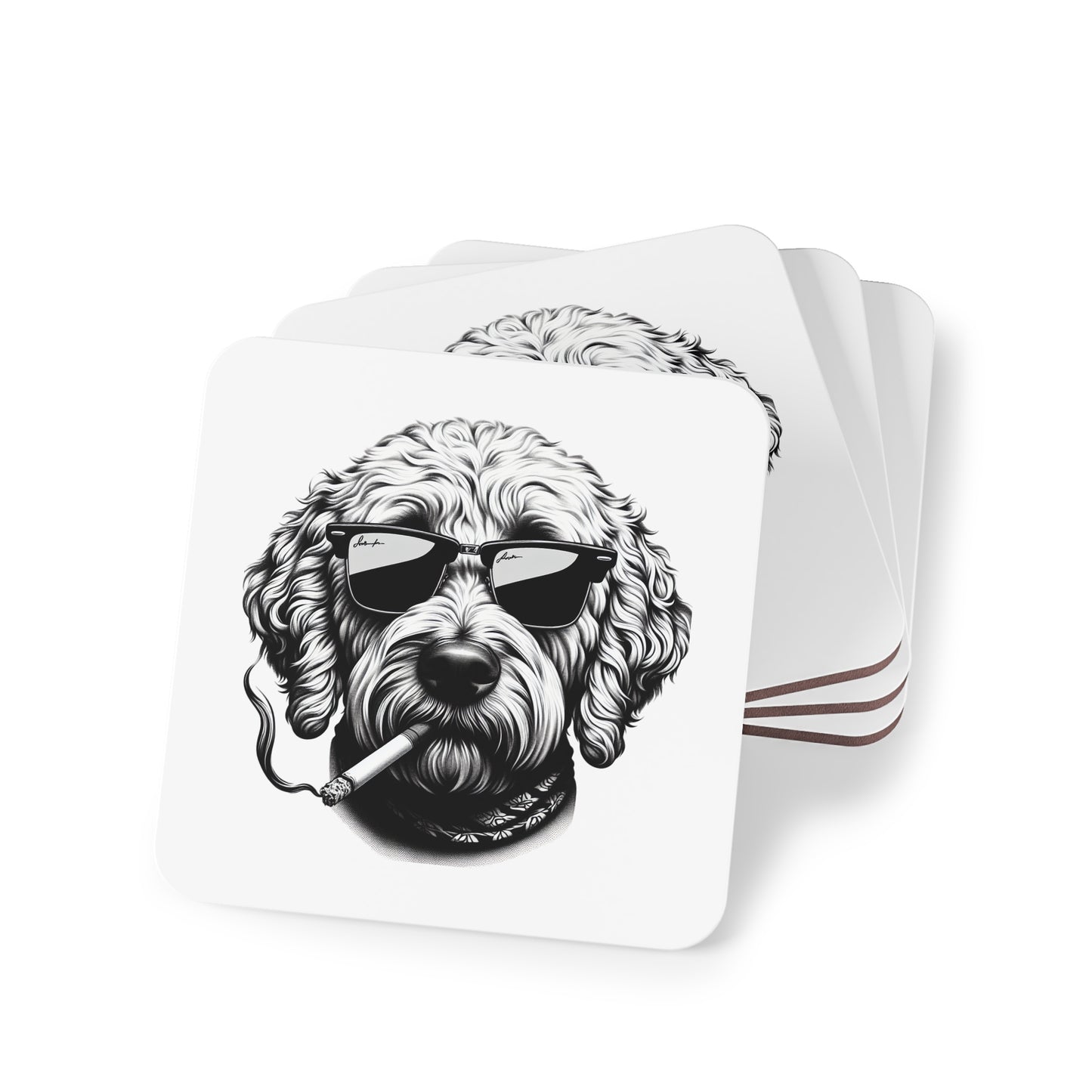 Rockin' Doodle coasters in White: Sold as Singles or Set of 4 : Round or Square