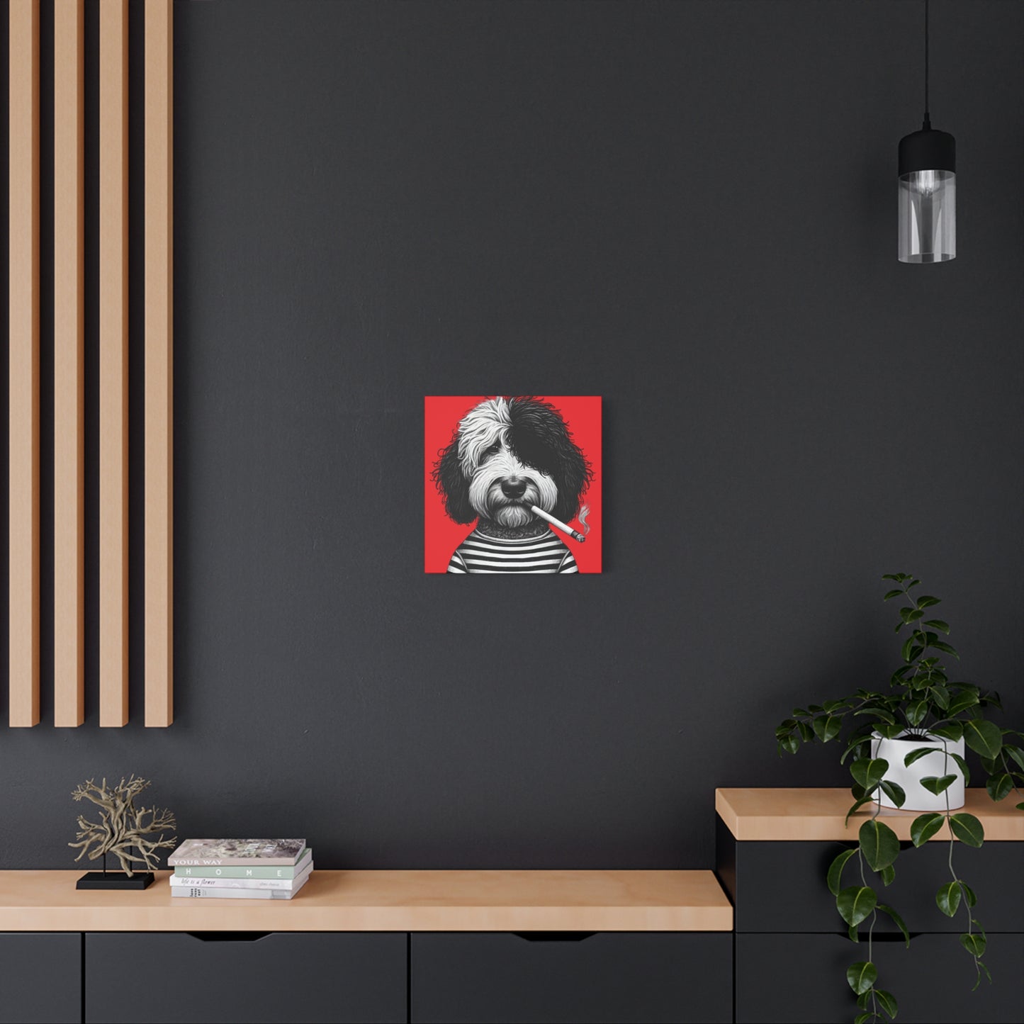 Bad dog Woofy Pesci Art Print on Red