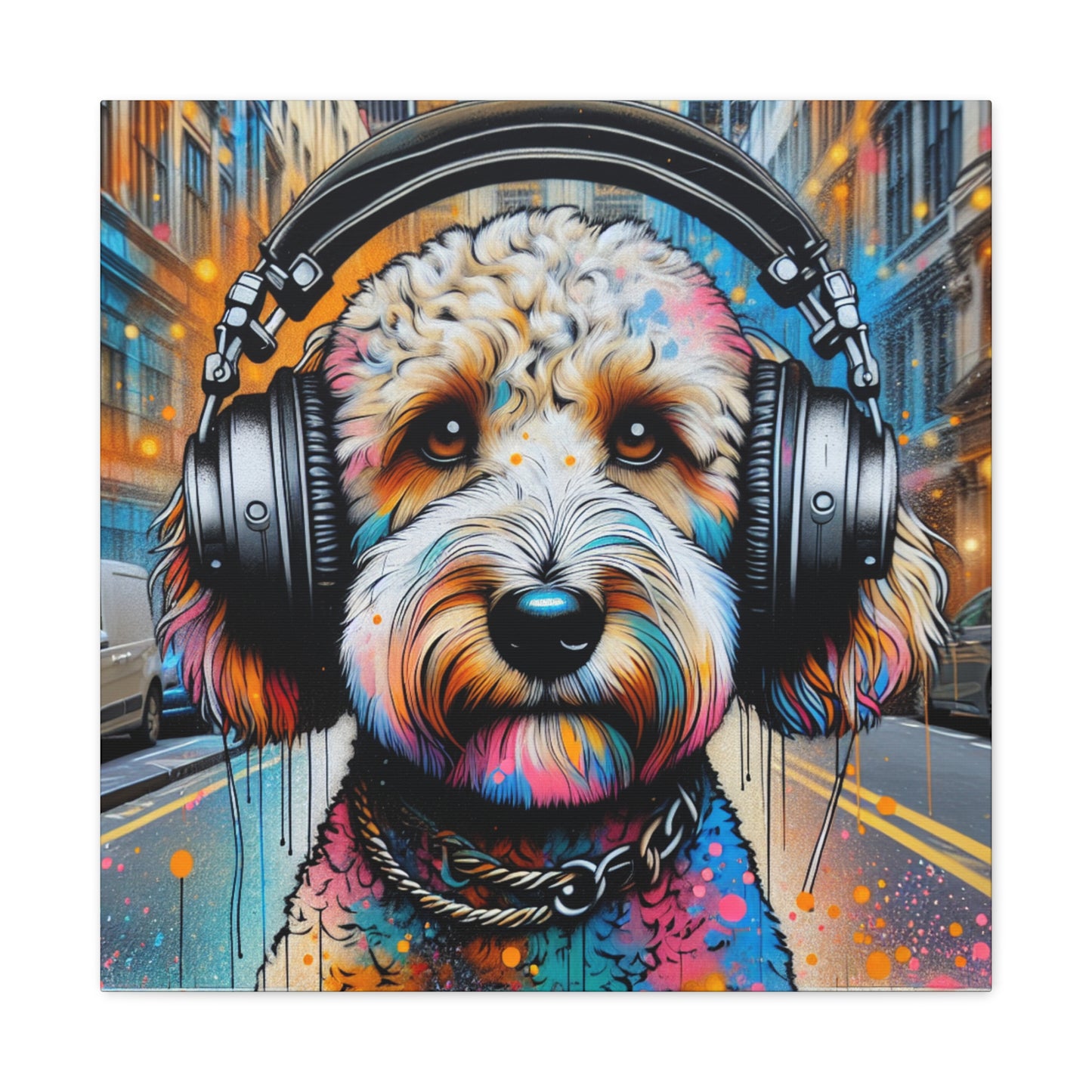 DJ Dog Art Canvas Print - Cool Wall Decor for Oodle Dog Lovers