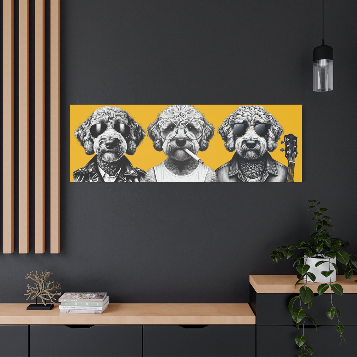 Bad Doodle Dog Trio Print Yellow