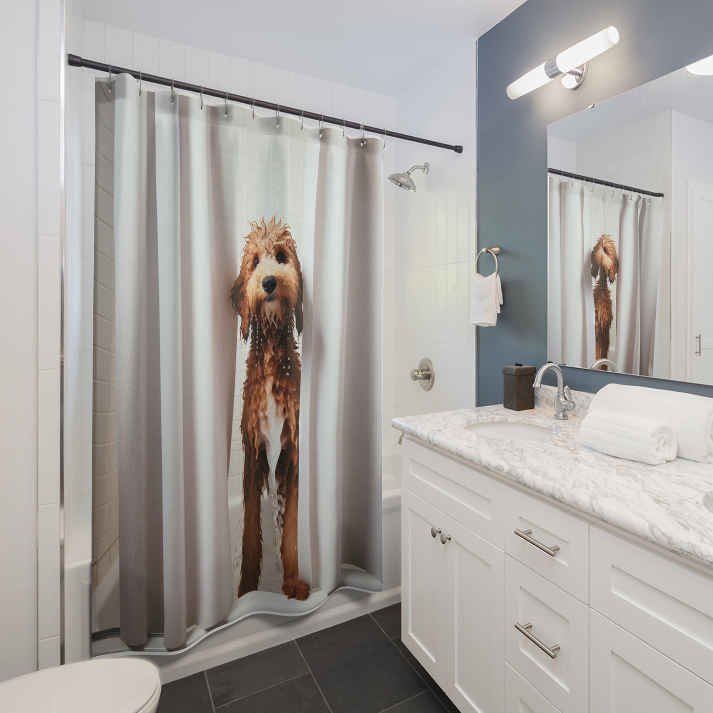 Shower Curtain - Clean Doodle - Buffoodle Designs