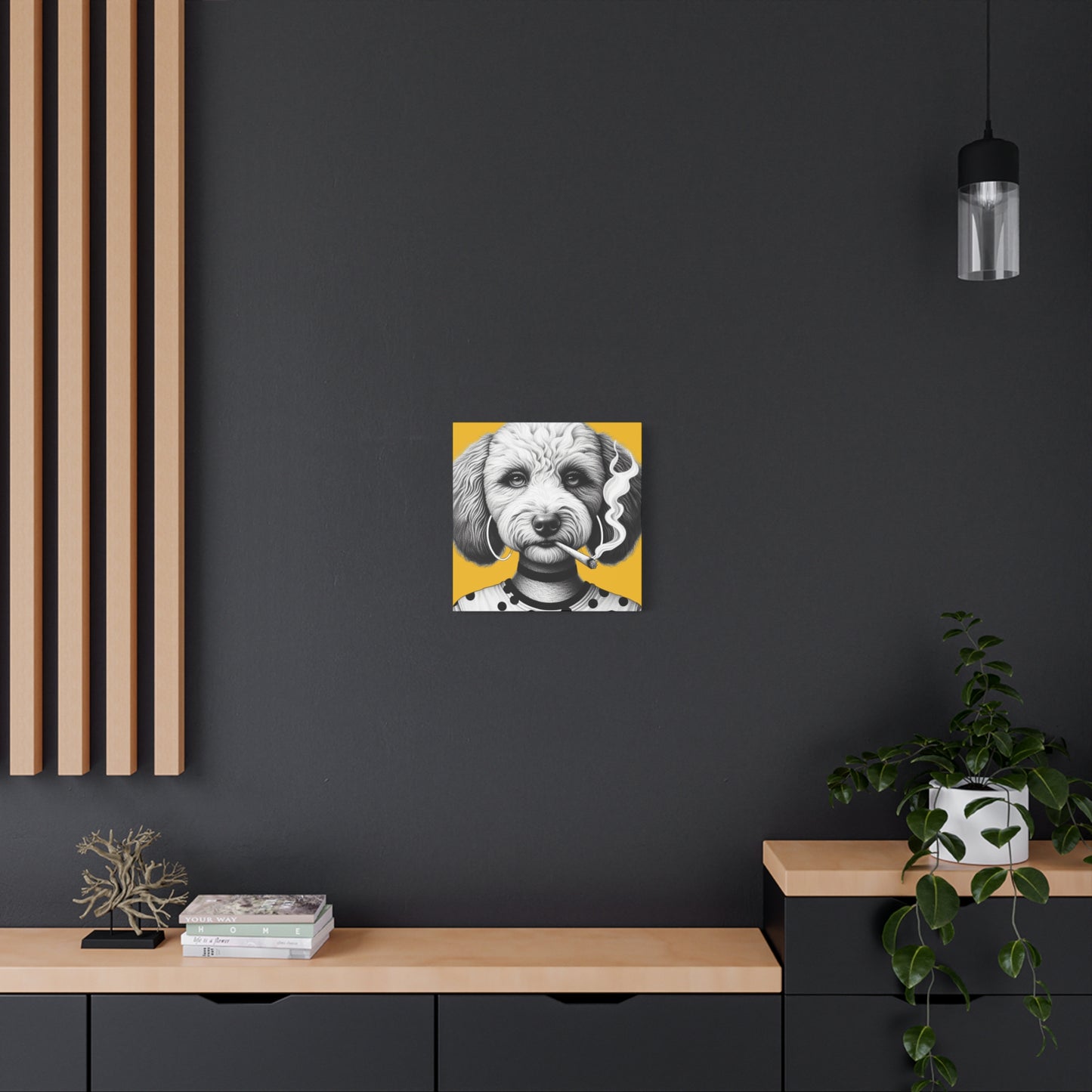 Bad Dog Snarli Quinn Art Print in Yellow
