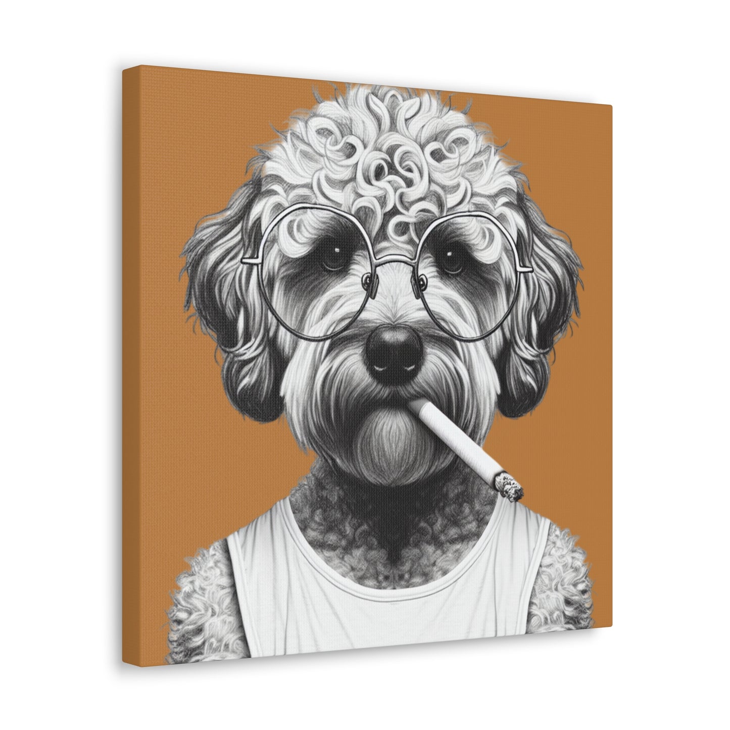 Bad Dog Tony Snarlpano Art Print on Brown