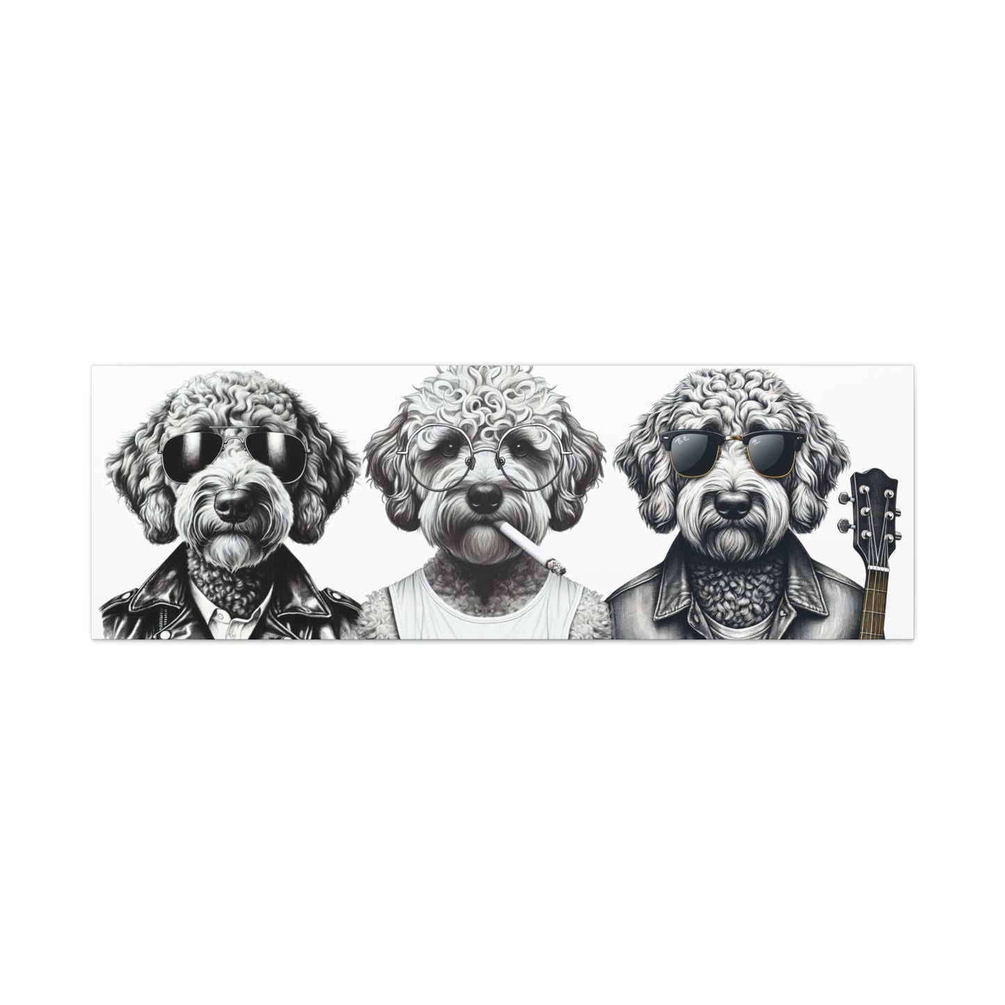 Bad Doodle Dog Trio Print White