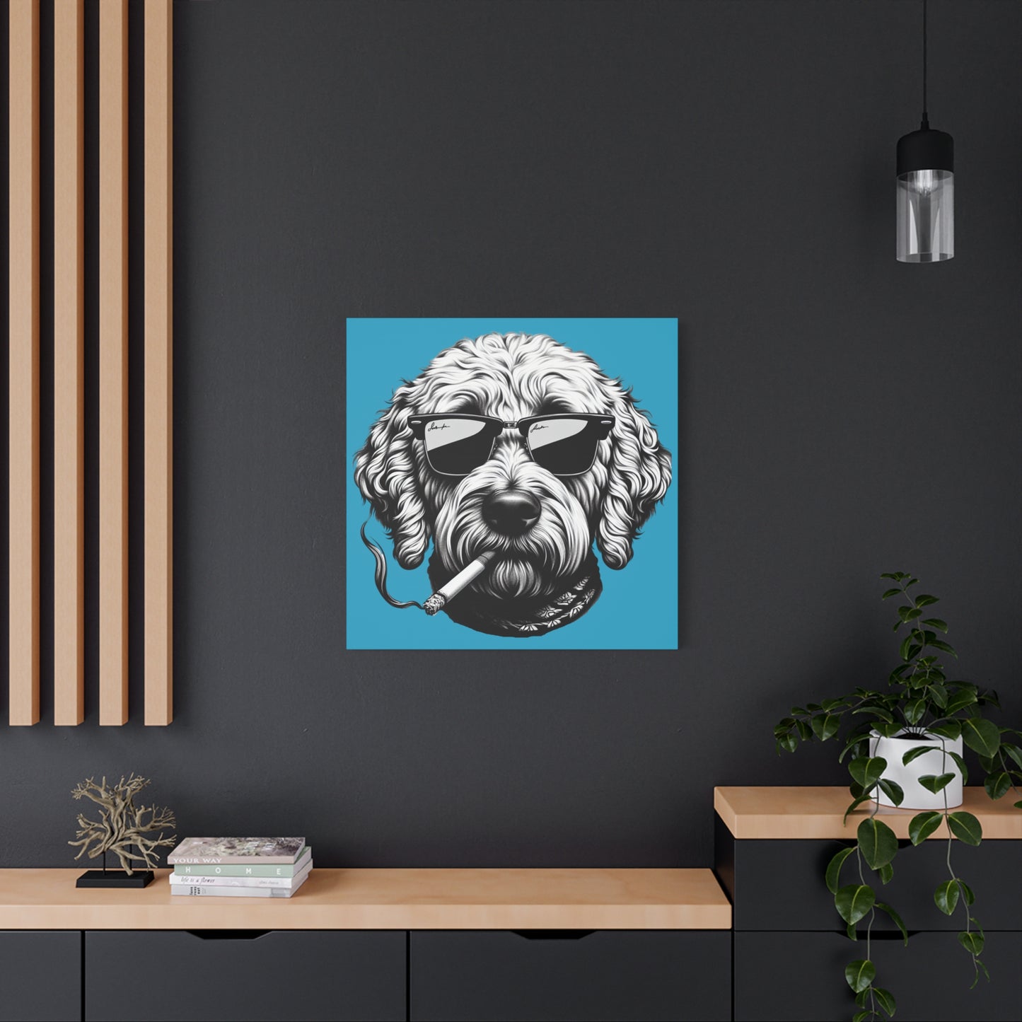 Bad Dog Art Print on Turquoise