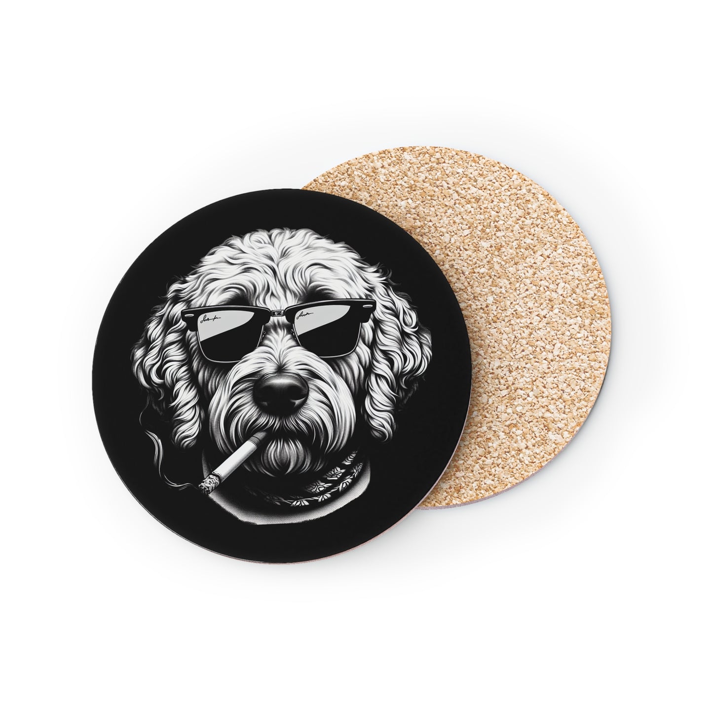 Bad Dog coasters in Black: Sold as Singles or Set of 4 : Round or Square
