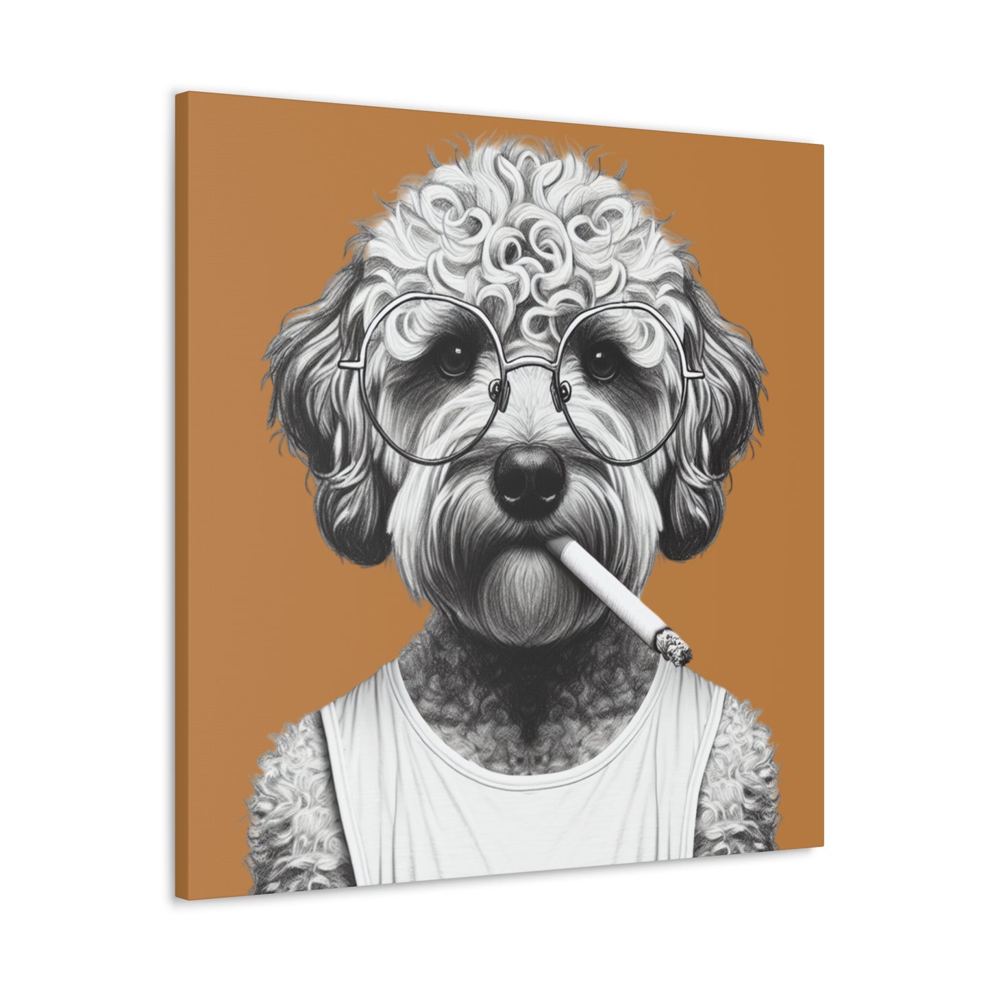 Bad Dog Tony Snarlpano Art Print on Brown