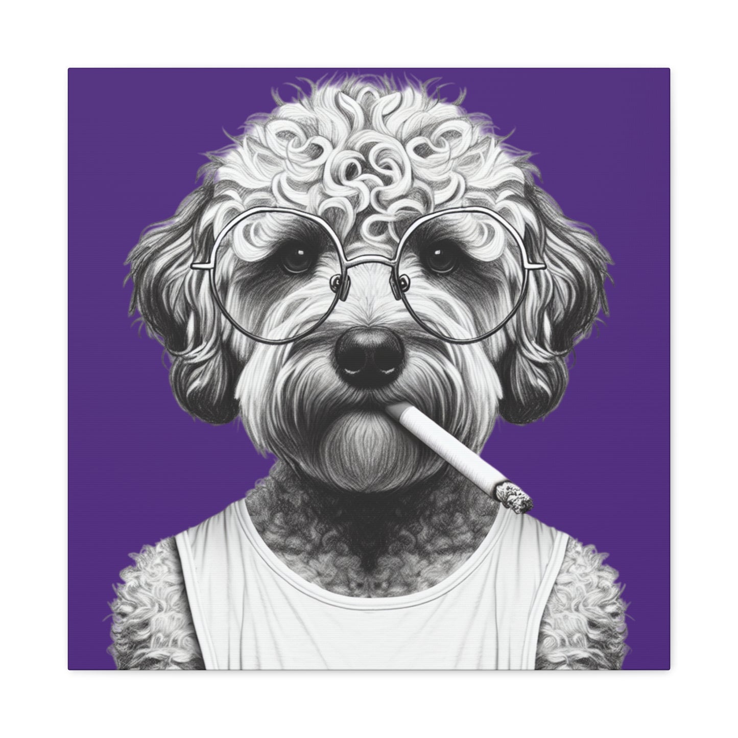 Bad Dog Tony Snarlpano Art Print in Purple