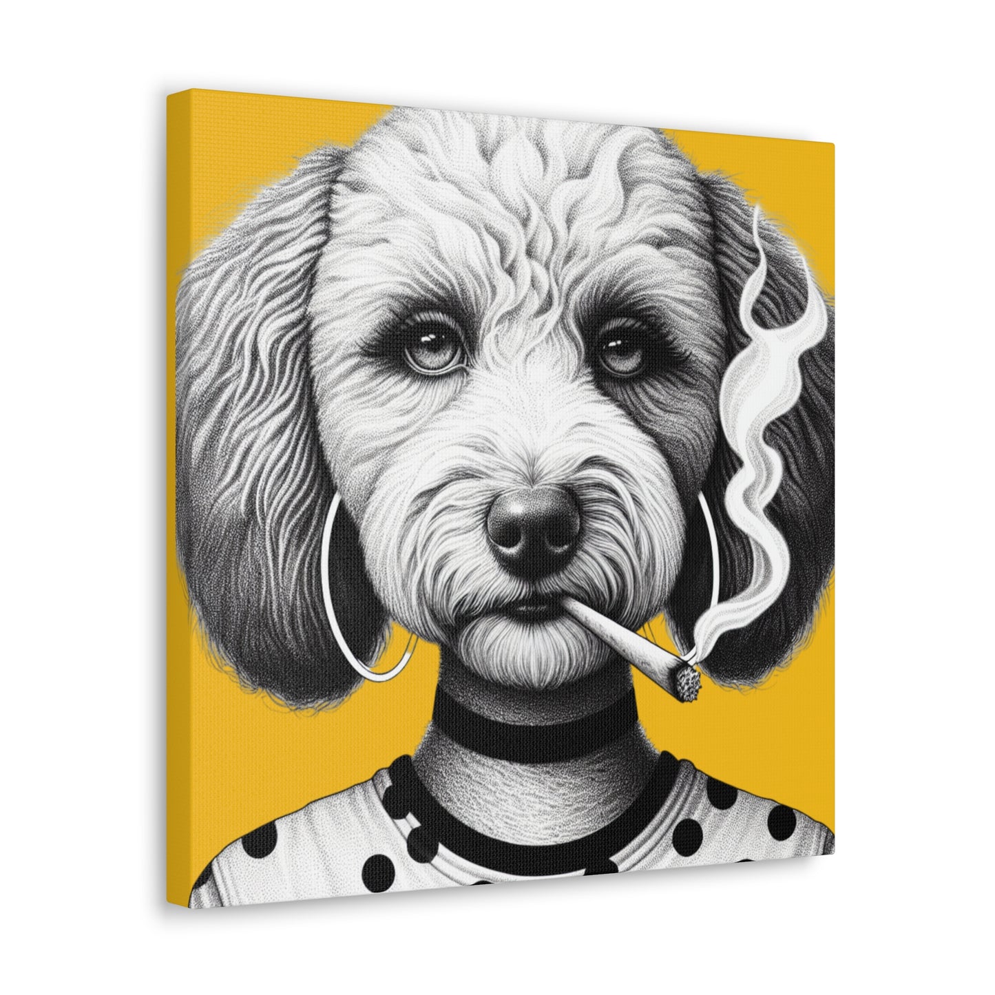 Bad Dog Snarli Quinn Art Print in Yellow
