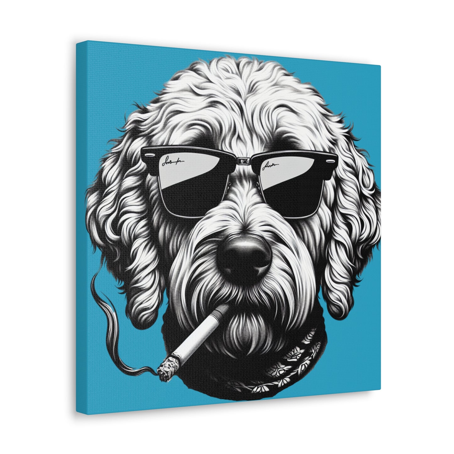 Bad Dog Art Print on Turquoise