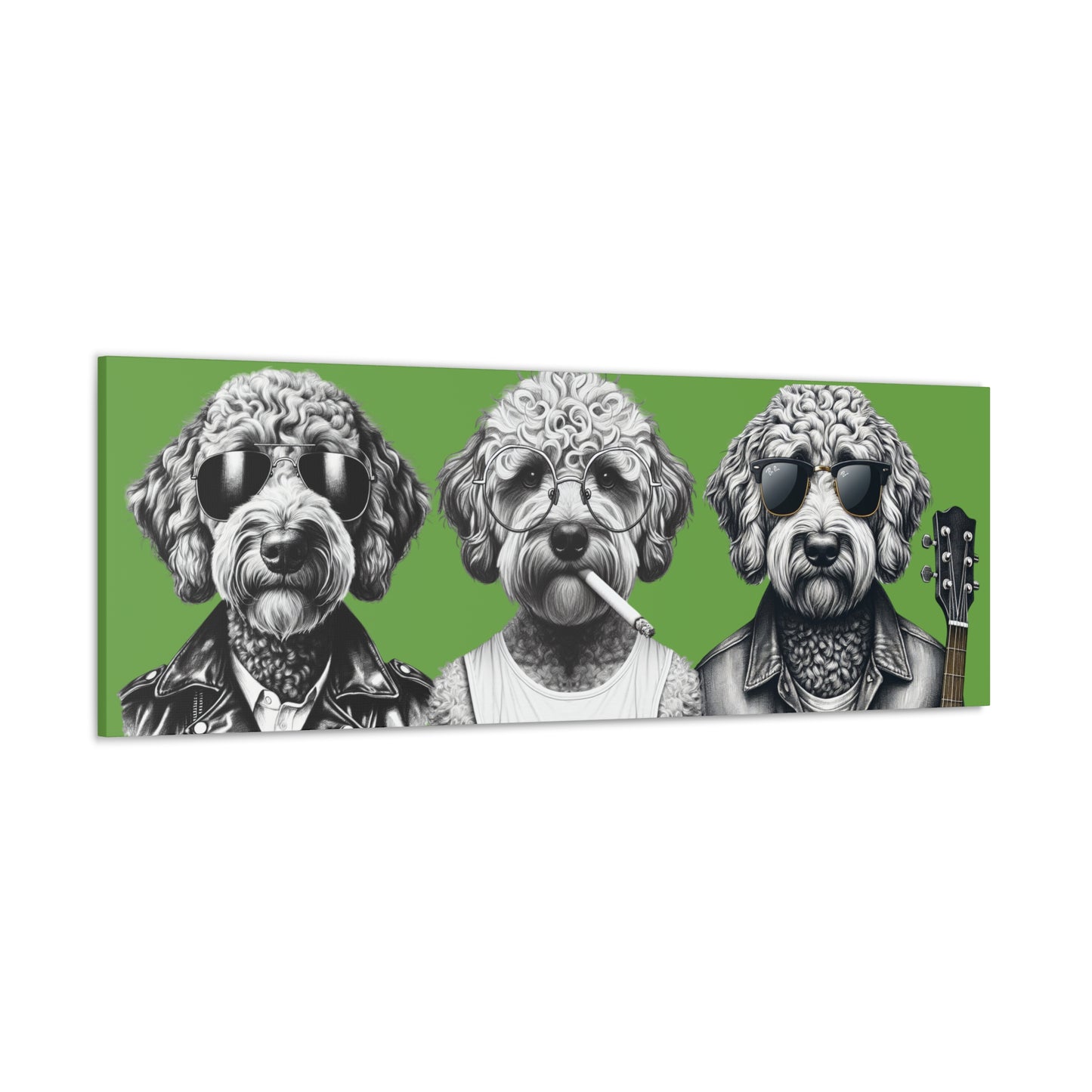 Bad Doodle Dog Trio Print Green