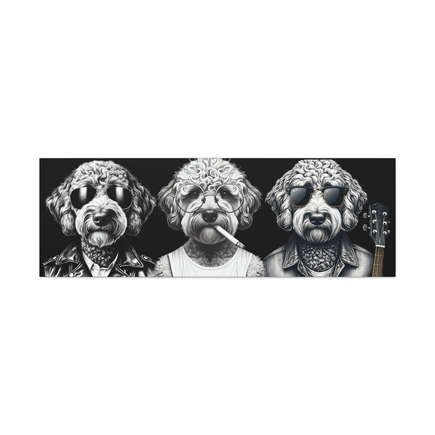 Bad Doodle Dog Trio Print Black