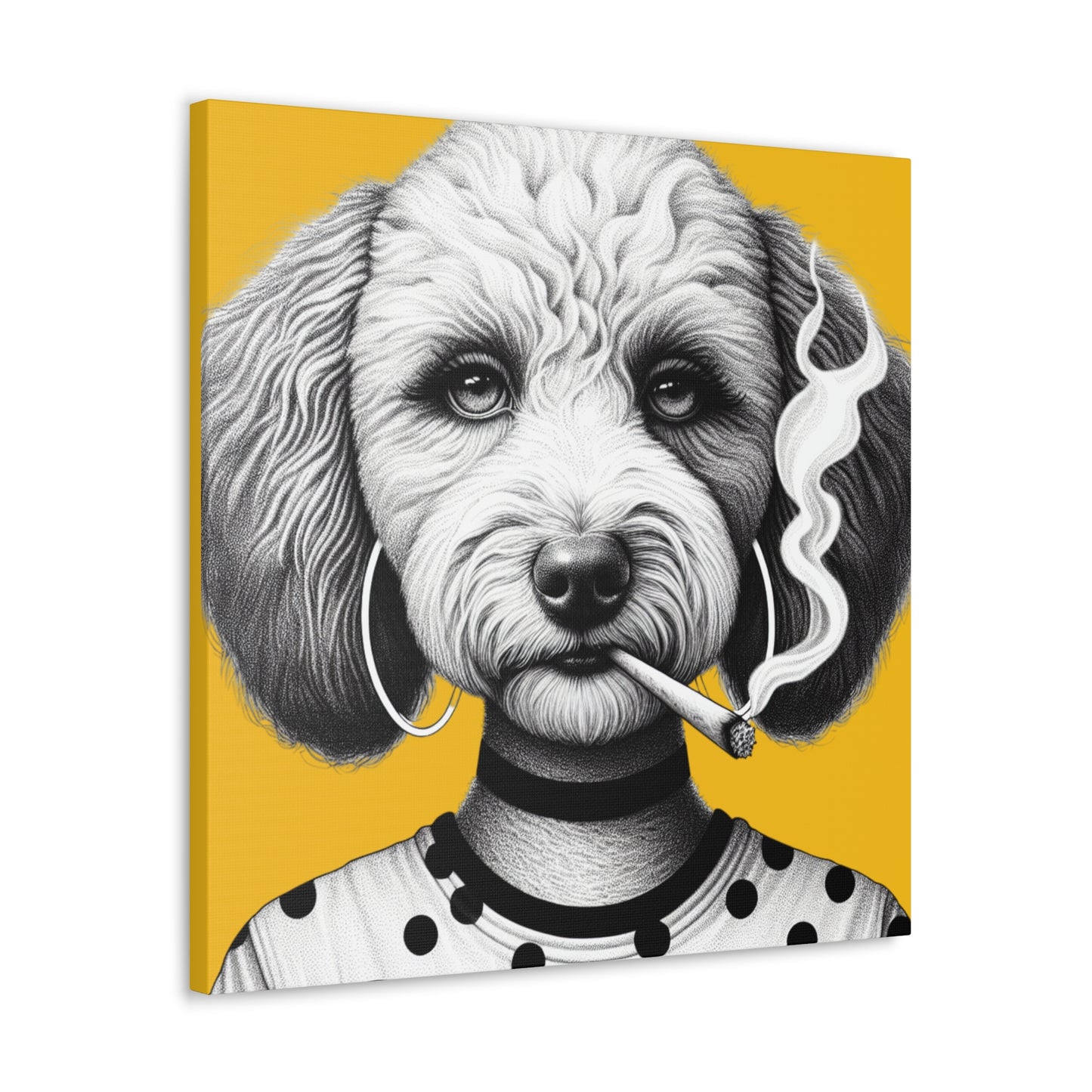 Bad Dog Snarli Quinn Art Print in Yellow