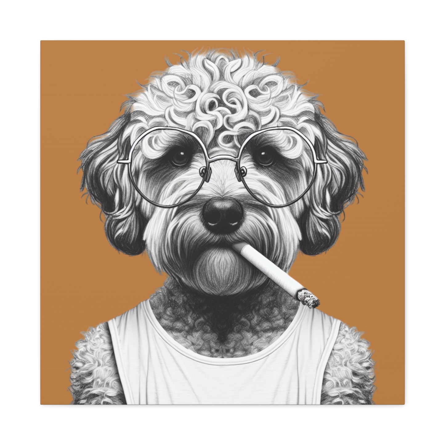 Bad Dog Tony Snarlpano Art Print on Brown