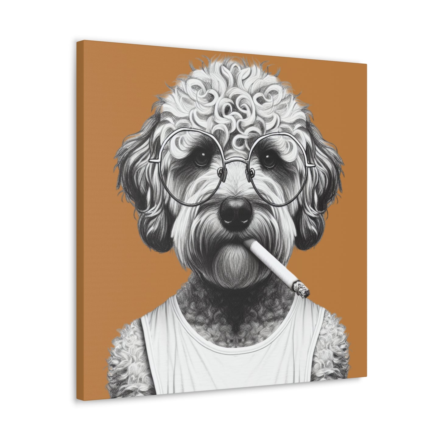 Bad Dog Tony Snarlpano Art Print on Brown
