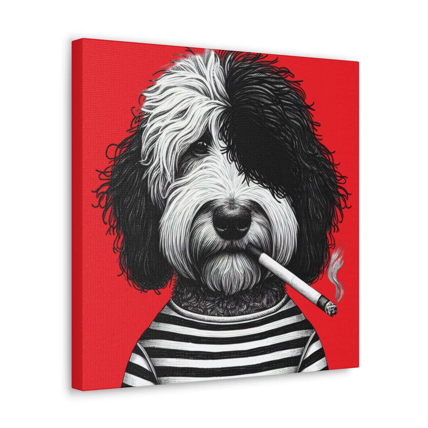 Bad dog Woofy Pesci Art Print on Red