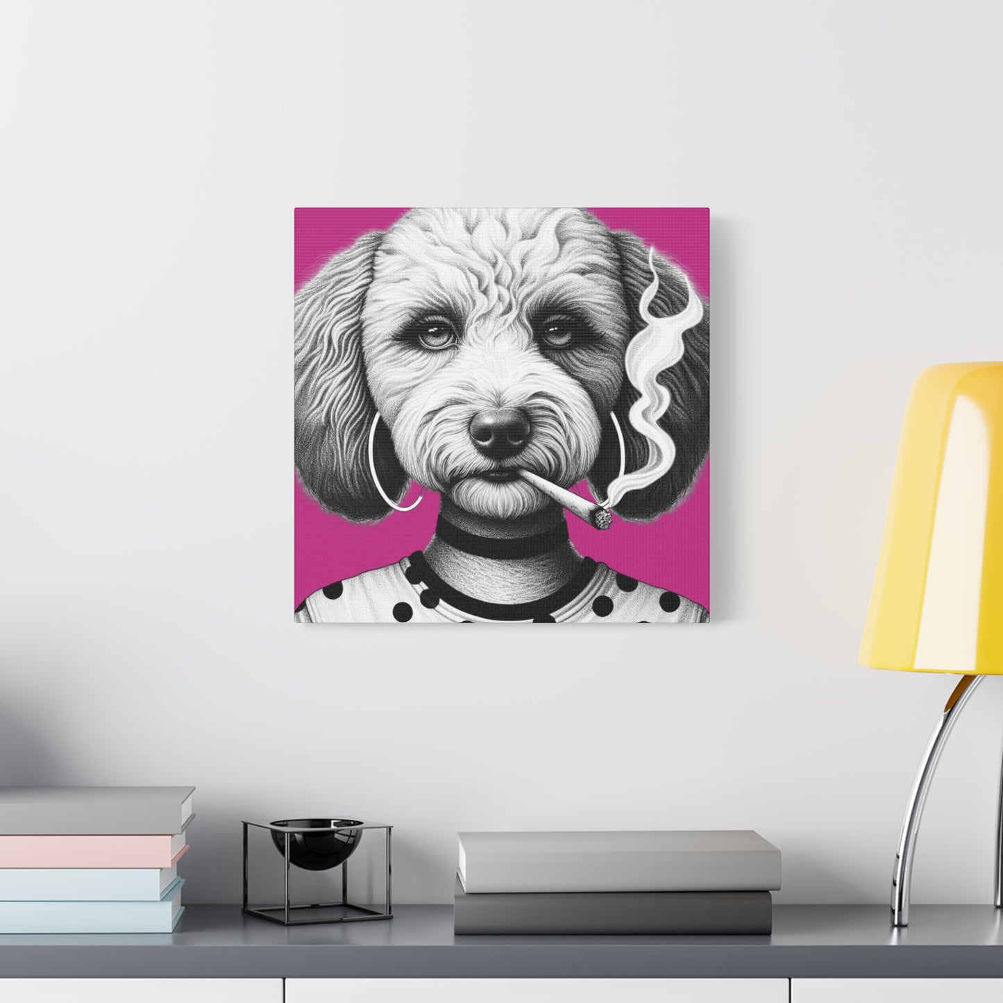Bad Dog Snarli Quinn Art Print in Pink
